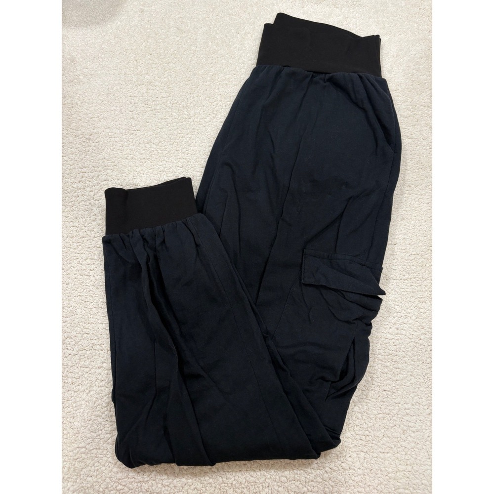 Planet by Lauren G Black Cargo Jogger Pant Size 2 100% Cotton 29" Indie Boho